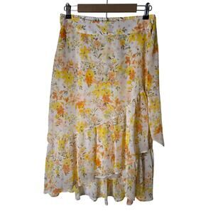 LAUREN CONRAD Yellow Orange NEW Asymmetrical Flowy Fairy Lightweight Skirt SZ M
